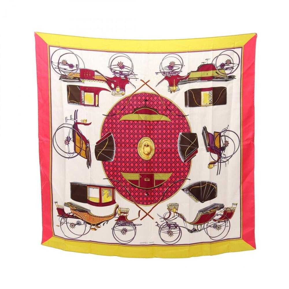 Hermes Carre 90 Les Voitures a Transformation Scarf/Muffler, Silk, Women's, W...